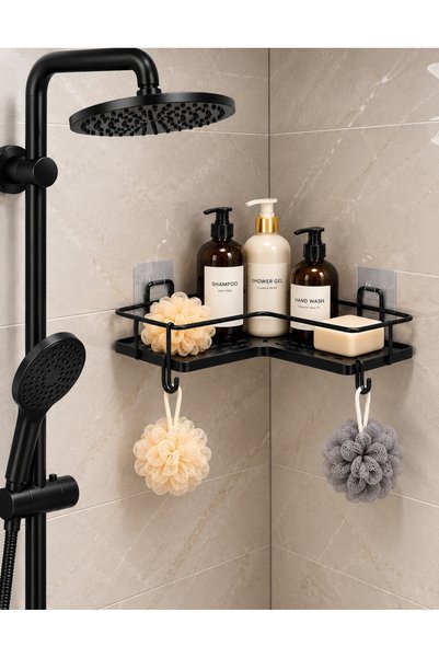 Starlex House Yapışkanlı 2 Adet Banyo Köşeliği Köşe Rafı Duş Şampuanlık Duvar...