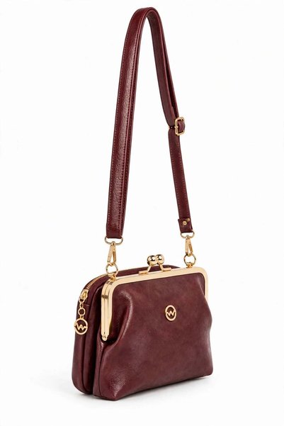 Vivaq Women's Coral Burgundy Faux Leather Small Size Crossbody Shoulder Bag w...