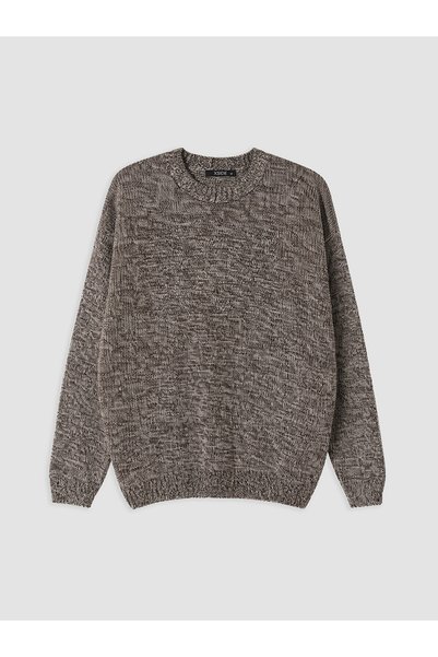 LC Waikiki Ozmarka New Season Brown Crew Neck Men's Knitwear Sweater