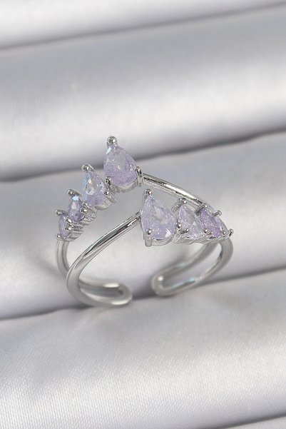 kumkumticaret Brass Silver Color Purple Drop Zircon Stone Crown Model Women's...