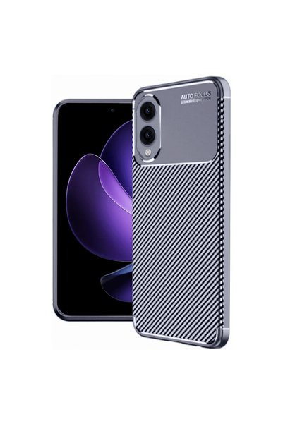 kumkumticaret Samsung Galaxy S25 Edge Case Auto Focus Carbon Cover - Navy Blue