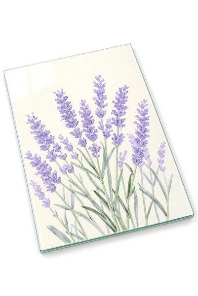 ZURİ DESİGN Lavender Patterned Tempered Glass Cutting Board 25X35 cm