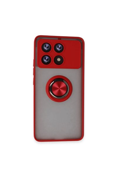 kumkumticaret Xiaomi Poco X6 Pro Case Montreal Silicone Cover with Ring - Red