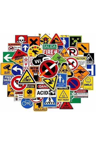 Bukela 50PCS Warning Traffic Sign Graffiti Stickers Waterproof Vinyl Decals, ...