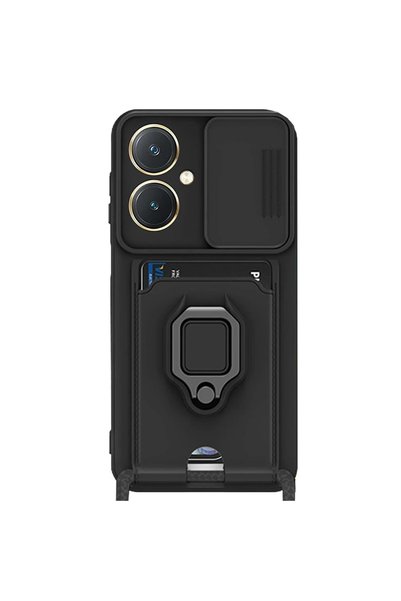 kumkumticaret Vivo Y27 Case Zuma with Business Card and Ring Silicone - Black