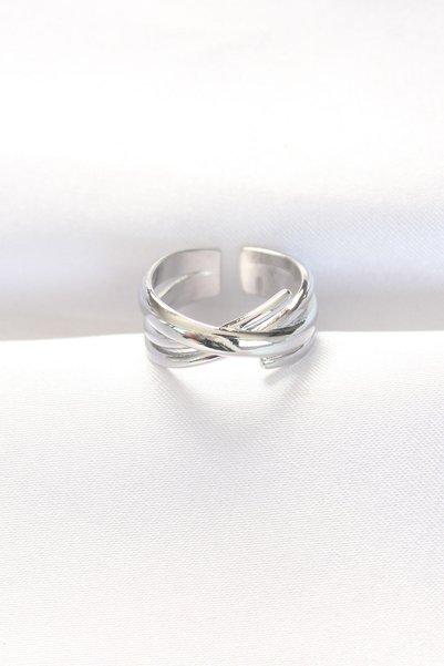 kumkumticaret Thick Silver Color Adjustable Ring