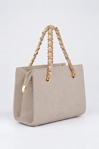 Vivaq Women's Spruce Mink Suede Chain Handle 3-Compartment Crossbody Lined Bo...