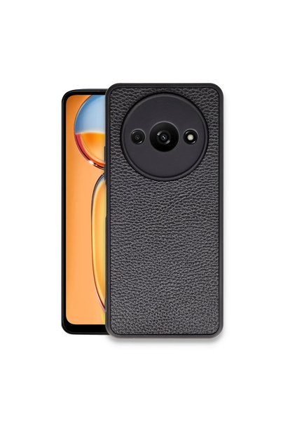 kumkumticaret غطاء حماية جلدي من أراس لهاتف Xiaomi Redmi A3 4G - أسود