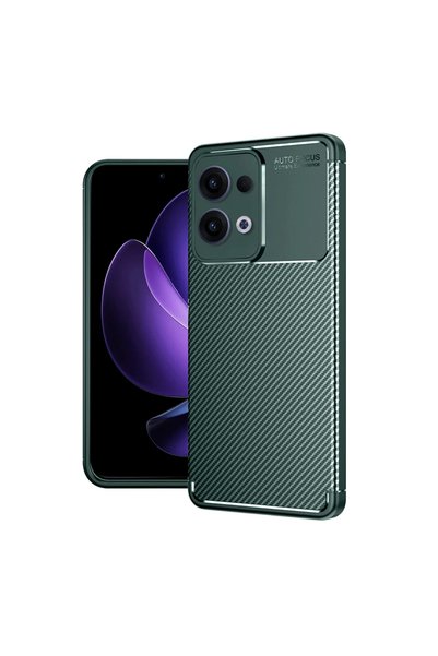 kumkumticaret Oppo Reno 13 Pro Case Auto Focus Carbon Cover - Dark Green