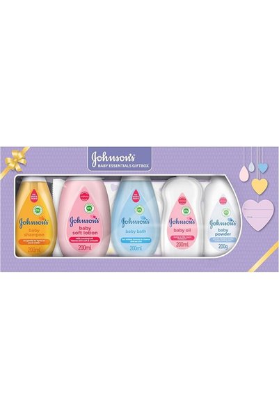 Johnson's Baby صندوق هدايا أساسيات العناية بالطفل: شامبو للأطفال، لوشن ناعم، ...