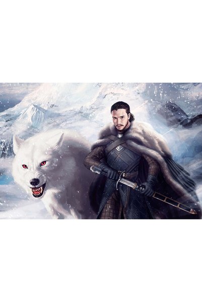 OEM Poster Jon Snow And Ghost 4k, 61x90 cm, poster17452