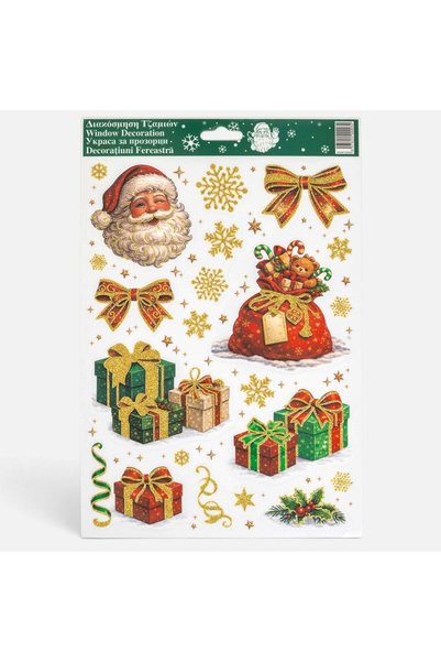 OEM Christmas Window Stickers with Santa Claus and Gifts 20x30cm