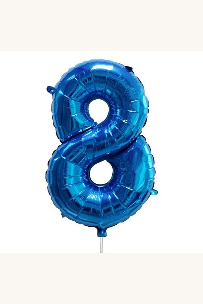 Comerivo Cifra 8 balon folie albastru metalizat pentru petrecere, 61 cm