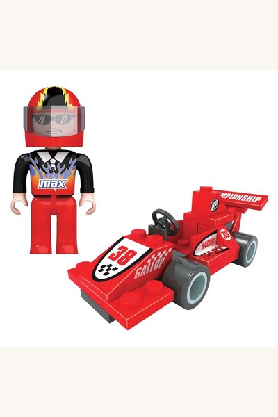 Comerivo Set constructie masina de curse din 42 cuburi colorate pentru copii