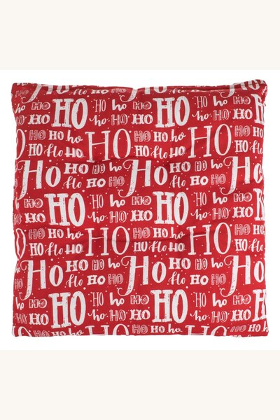 Comerivo Perna decorativa rosie HO HO HO pentru scaun, 40x40cm, cu sfori de f...