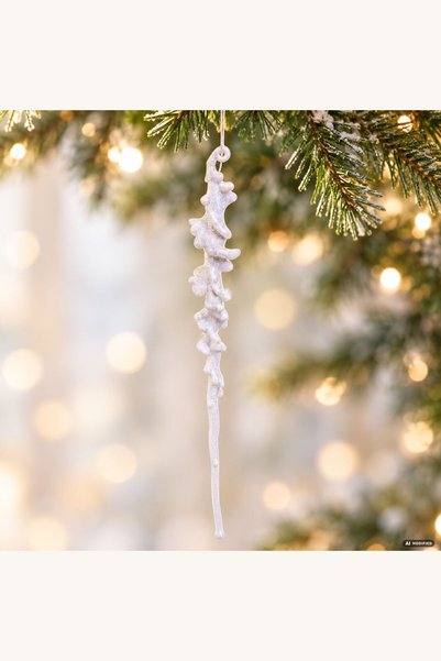 Comerivo Ornament brad turtura gheata cu glitter irizat, decoratiune Craciun ...