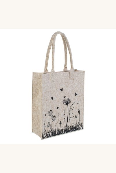 Comerivo Sacosa din pasla cu flori, bej, 30x35cm - perfecta pentru cumparatur...