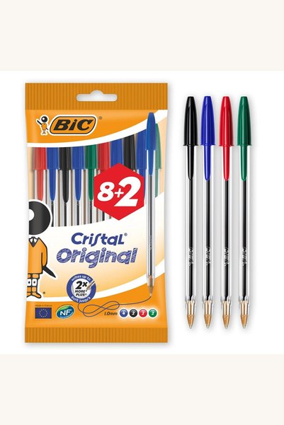 Comerivo 10 Pixuri Cristal pentru Scris Zilnic - Albastru, Negru, Rosu, Verde