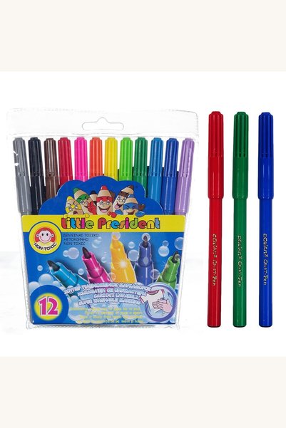 Comerivo 12 Carioci colorate lavabile cu varf subtil pentru desen si scoala