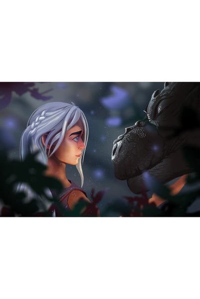 OEM Poster Daenerys Targaryen cu ilustrație cu dragon, 61x90 cm, poster19351