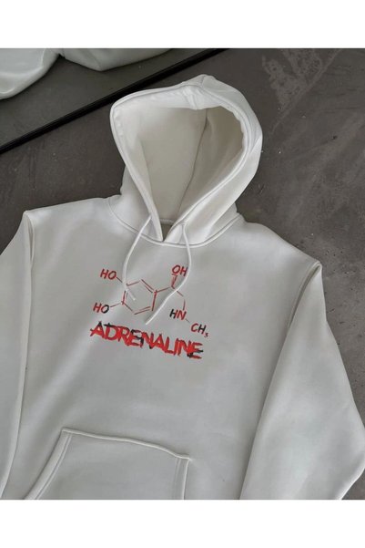 Generic Brand سويت شيرت نسائي كبير الحجم بقلنسوة وجيوب وطباعة من 3 خيوط قطنية...