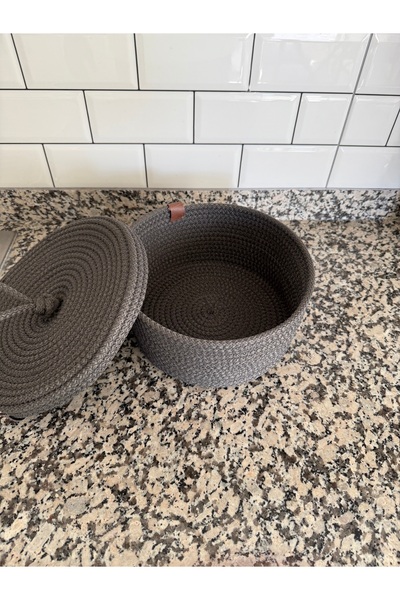 Mkats Anthracite Dark Gray Lid Basket Multi-Purpose Bathroom and Kitchen Orga...