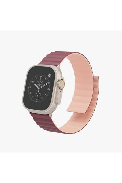 Levelo Apple Watch Band Silicone Magnetic Strap 42/44/45/49mm for Lefelo - Pink/Claret Red