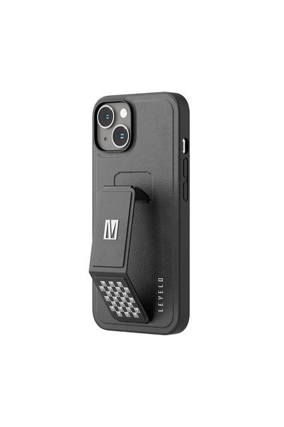 Levelo Levello Leather Stand Case for iPhone 14 Plus - Black