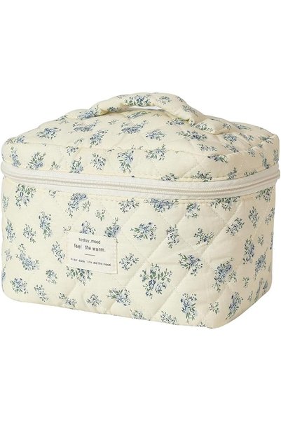 uekeboag Large Travel Makeup Bag for Women Quilted Floral Cotton Cosmetic Bag...