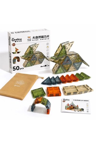 Salma Set educativ de constructie onshine cu 50 piese magnetice transparente ...