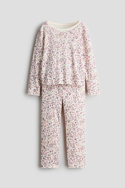 H&M Pamuklu ve Desenli Pijama Takımı