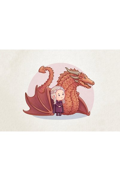 OEM Poster Regina Dragonilor Khaleesi, Ilustrație tip desen animat, 61x90 cm,...