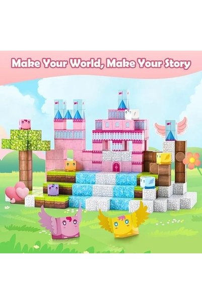 Salma Set de constructie magnetic creativ pentru copii, cu cuburi multicolore...