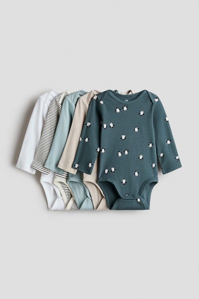 H&M 5'li Pamuklu Zarf Yaka Body