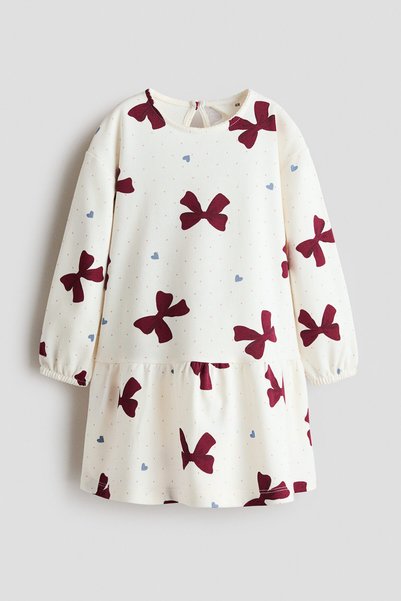 H&M Baskılı Sweatshirt Elbise
