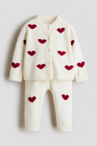 H&M 2 Parçalı Jakarlı Triko Set