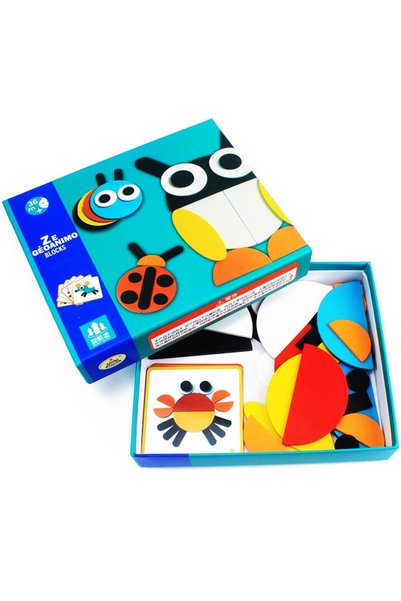 ETOY Joc Puzzle Tangram din lemn cu forme geometrice multicolore, 30 de piese
