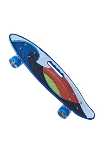 Salma Skateboard tip penny board compact cu roti luminoase si maner, design c...
