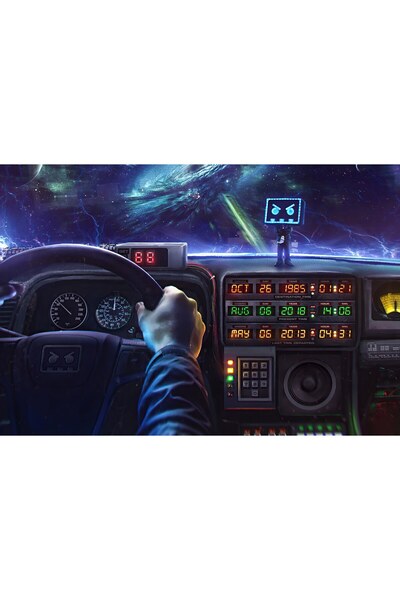 OEM Poster Înapoi în Viitor Delorean Mașină a timpului interioară 5k, 61x90 c...