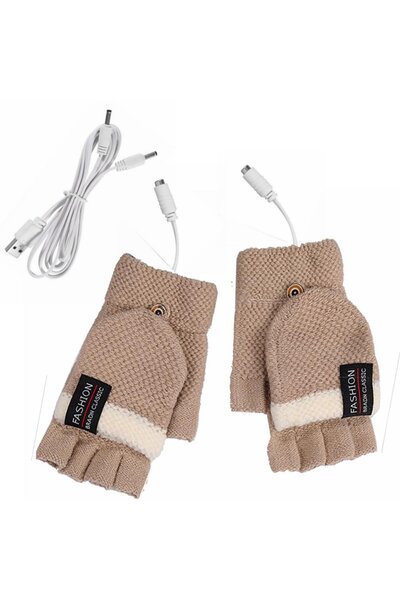 Noonedibs Mănuși încălzite USB Unisex Mănuși de iarnă Două în Unu Design lava...
