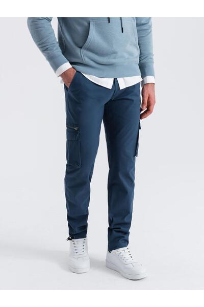 OMBRE Pantaloni cargo bărbați, croială dreaptă, buzunare oblice, elastici, al...