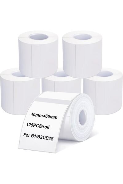 NiiMbot Labels Tape, 6 Rolls(750PCS) Thermal Label Sticker for B21/B3S/B1 Pri...