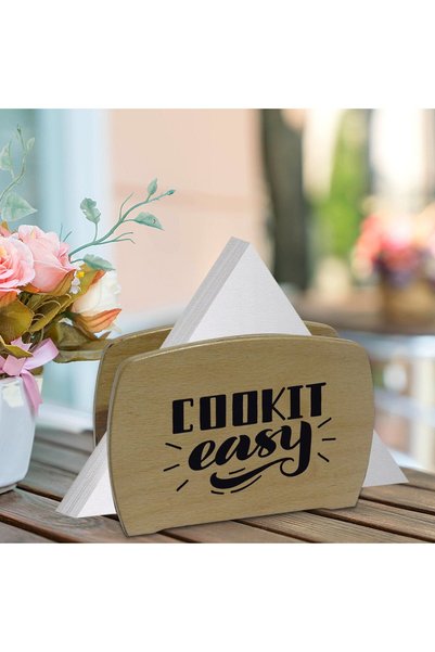 Bk Gift Cook It Easy Designed Luxury Wooden Napkin Holder-1