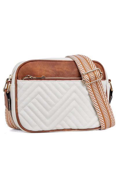 Noonedibs Geanta crossbody pentru femei, LOILERIE, model patrat mic, alb si m...