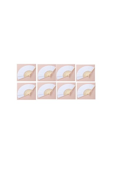 Noonedibs Pachet de 8 evantai de mână, evantai din hârtie albă, evantai pliab...