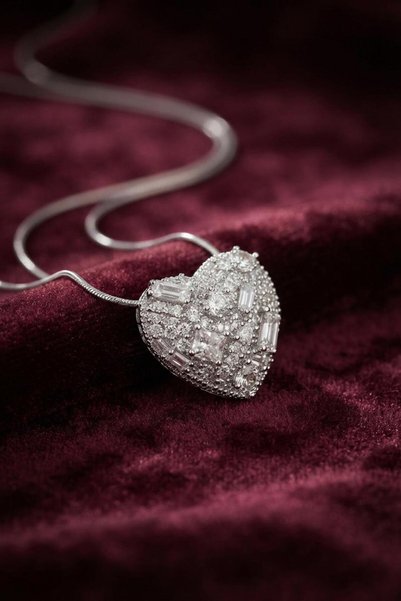 Mega Bazaar 316l stainless steel silver-tone necklace with zircon stone detai...