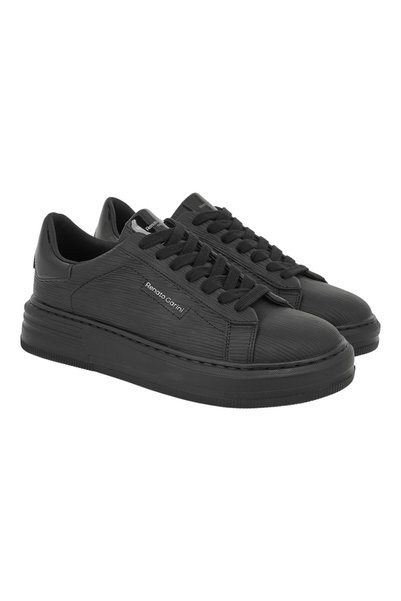 Renato Garini Ανδρικά παπούτσια Sneakers 700-068 Μαύρο Στάμπα Μαύρο Βέρνι V57...