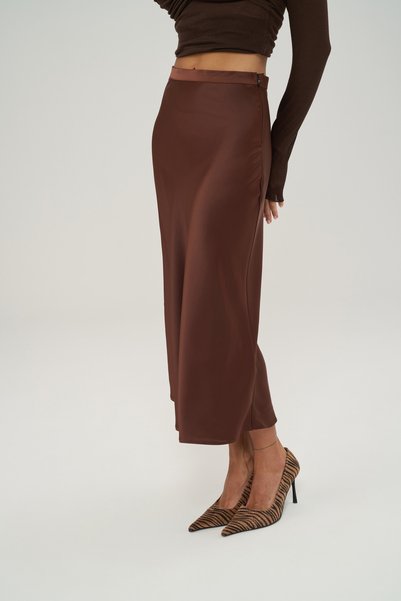MAI STUDIOS CO. Daffodil Brown Satin Skirt