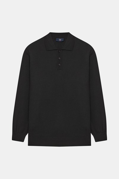 W Collection SİYAH POLO YAKA UZUN KOLLU KAZAK