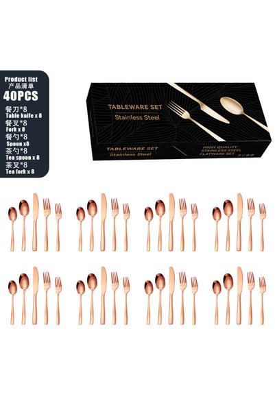 Noonedibs Set de tacâmuri Vesteel din cupru, 40 de piese, pentru 8 persoane, ...
